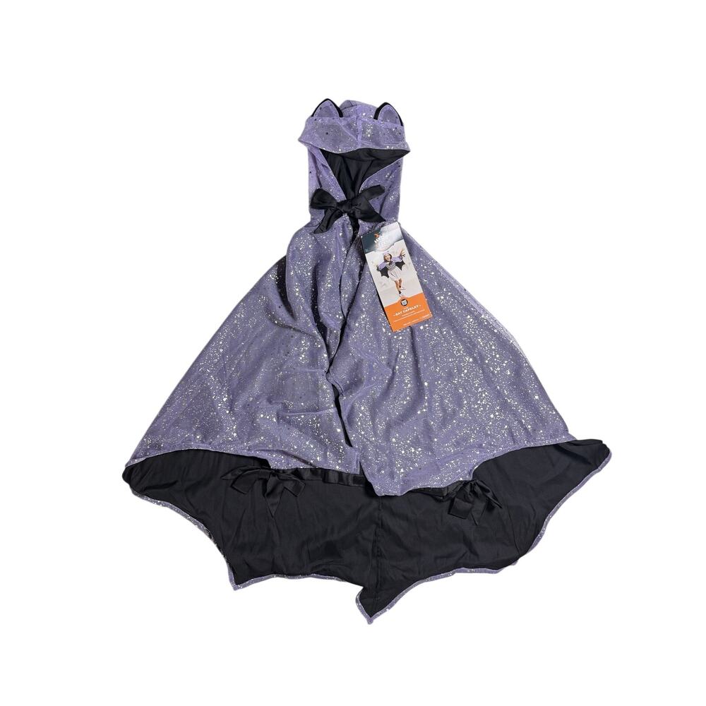 Hyde & EEK Kids Bat Capelet Purple Black Hood Ears One Size NWT